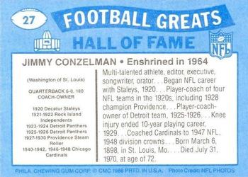 1988 Swell Greats #27 Jimmy Conzelman Back