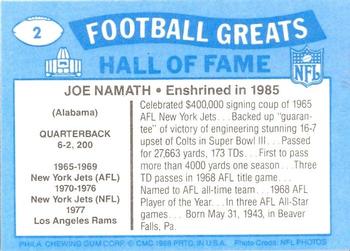 1988 Swell Greats #2 Joe Namath Back
