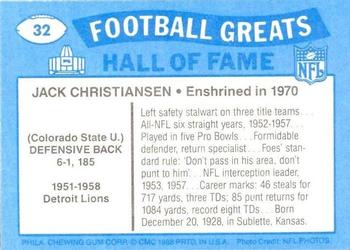 1988 Swell Greats #32 Jack Christiansen Back