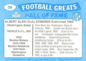 1988 Swell Greats #38 Albert Edwards Back
