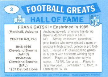 1988 Swell Greats #3 Frank Gatski Back