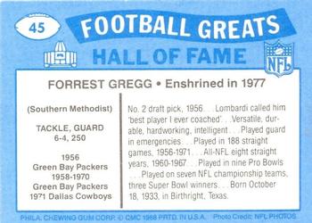 1988 Swell Greats #45 Forrest Gregg Back