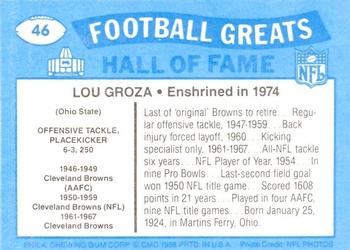 1988 Swell Greats #46 Lou Groza Back
