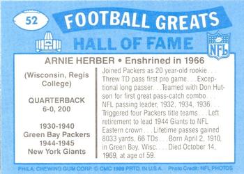 1988 Swell Greats #52 Arnie Herber Back