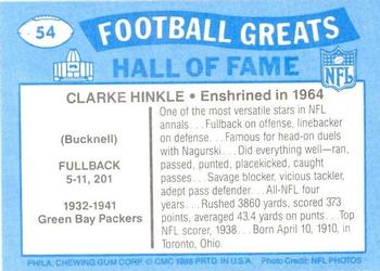 1988 Swell Greats #54 Clarke Hinkle Back