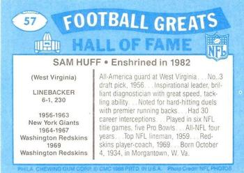 1988 Swell Greats #57 Sam Huff Back