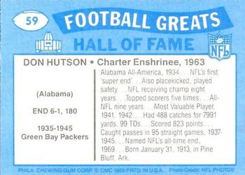 1988 Swell Greats #59 Don Hutson Back