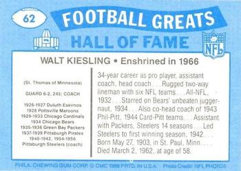 1988 Swell Greats #62 Walt Kiesling Back