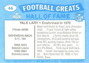 1988 Swell Greats #66 Yale Lary Back