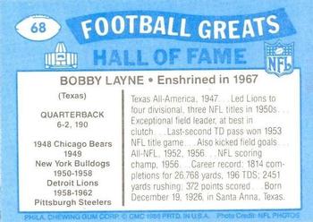 1988 Swell Greats #68 Bobby Layne Back