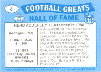1988 Swell Greats #6 Herb Adderley Back