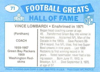 1988 Swell Greats #71 Vince Lombardi Back