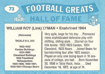 1988 Swell Greats #73 William Lyman Back