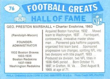 1988 Swell Greats #76 George Preston Marshall Back