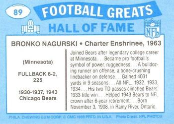 1988 Swell Greats #89 Bronko Nagurski Back