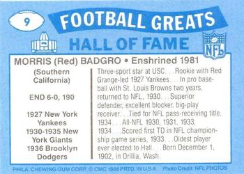 1988 Swell Greats #9 Morris Badgro Back