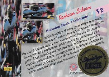 1995 Signature Rookies  - Peripheral Vision Autographs #V2 Rashaan Salaam Back