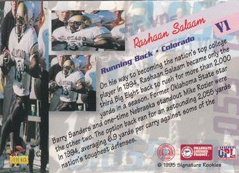 1995 Signature Rookies  - Peripheral Vision Samples #V1 Rashaan Salaam Back