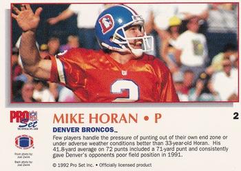 1992 Pro Set Power #2 Mike Horan Back