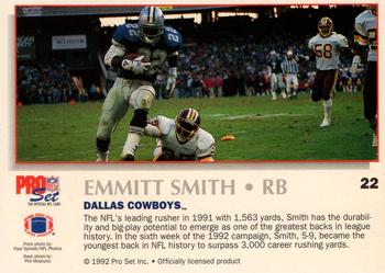 1992 Pro Set Power #22 Emmitt Smith Back