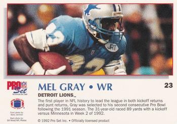 1992 Pro Set Power #23 Mel Gray Back