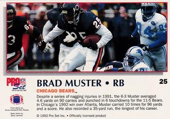 1992 Pro Set Power #25 Brad Muster Back