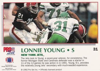 1992 Pro Set Power #31 Lonnie Young Back
