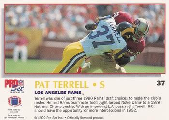 1992 Pro Set Power #37 Pat Terrell Back