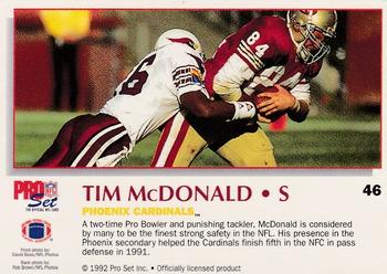 1992 Pro Set Power #46 Tim McDonald Back