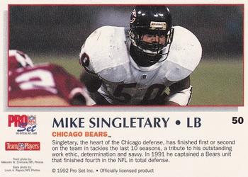 1992 Pro Set Power #50 Mike Singletary Back