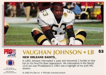 1992 Pro Set Power #53 Vaughan Johnson Back