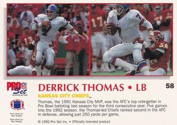 1992 Pro Set Power #58 Derrick Thomas Back