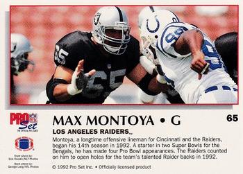 1992 Pro Set Power #65 Max Montoya Back