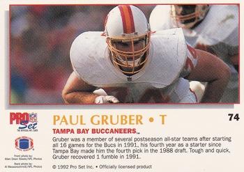 1992 Pro Set Power #74 Paul Gruber Back