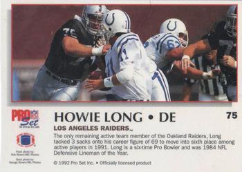 1992 Pro Set Power #75 Howie Long Back