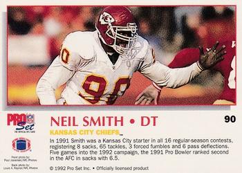1992 Pro Set Power #90 Neil Smith Back