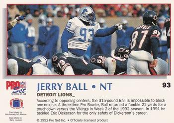 1992 Pro Set Power #93 Jerry Ball Back
