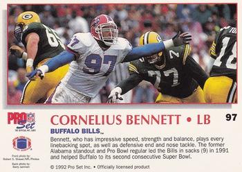 1992 Pro Set Power #97 Cornelius Bennett Back