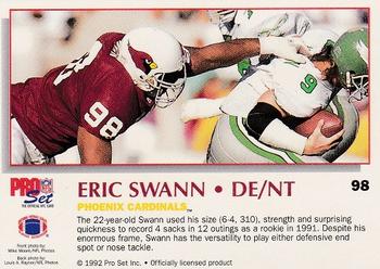 1992 Pro Set Power #98 Eric Swann Back