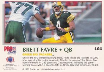 1992 Pro Set Power #104 Brett Favre Back