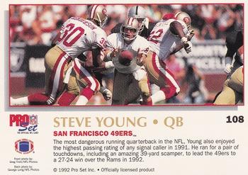 1992 Pro Set Power #108 Steve Young Back