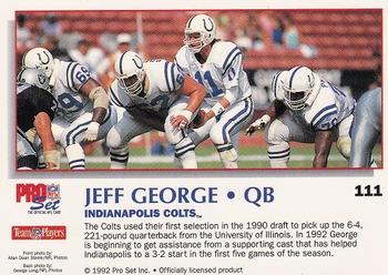 1992 Pro Set Power #111 Jeff George Back