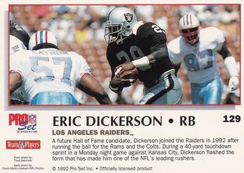1992 Pro Set Power #129 Eric Dickerson Back