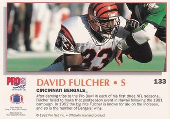 1992 Pro Set Power #133 David Fulcher Back
