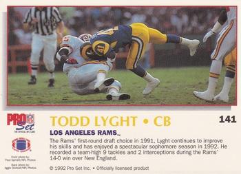 1992 Pro Set Power #141 Todd Lyght Back