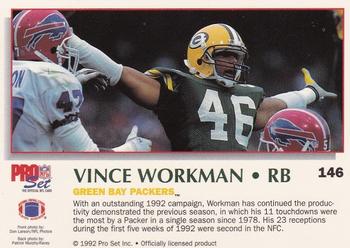 1992 Pro Set Power #146 Vince Workman Back