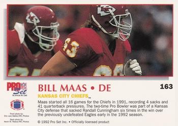 1992 Pro Set Power #163 Bill Maas Back