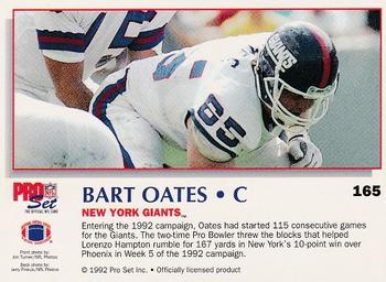 1992 Pro Set Power #165 Bart Oates Back