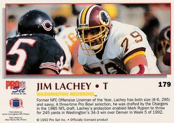 1992 Pro Set Power #179 Jim Lachey Back