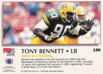 1992 Pro Set Power #190 Tony Bennett Back